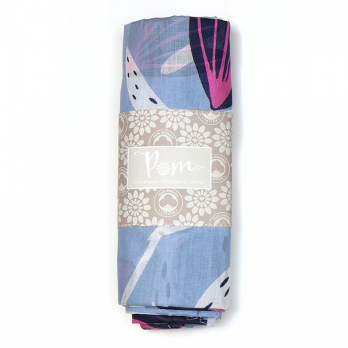 Organic Cotton Blue Mix Flower Print  Scarf by Peace of Mind